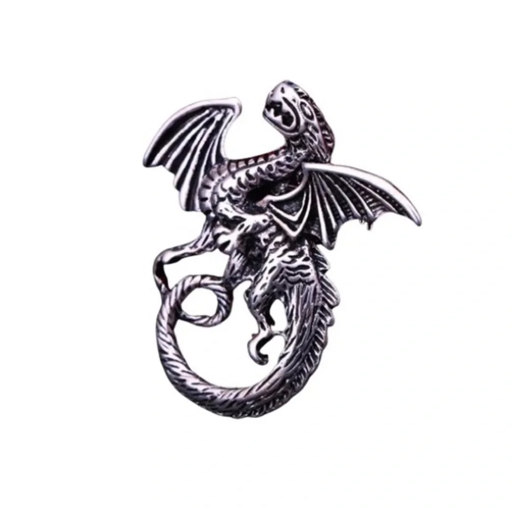 Crystal Rhinestone Dragon Suit Lapel Pin Badge for Men Accessories Jewelry